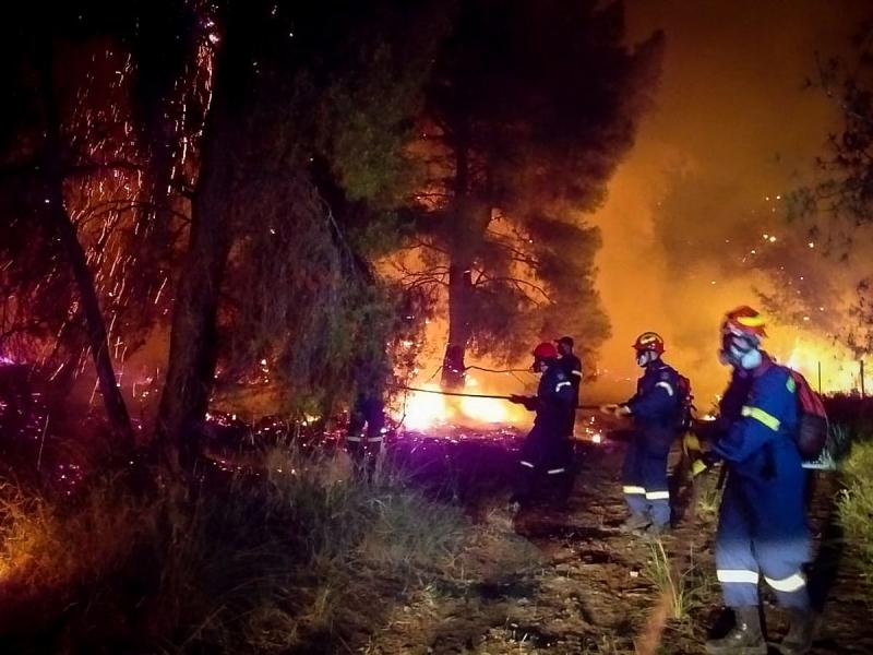 Πυροσβέστες παλεύουν με τις φλόγες