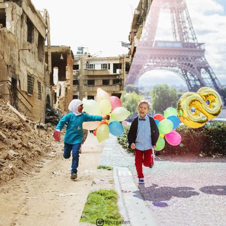 παιδιά που τρέχουν Συρία σε και Γαλλία
