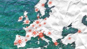 χάρτης της Ευρώπης, κρούσματα Covid-19 και lockdown